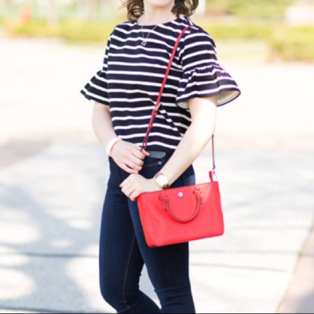 J. CREW Striped Top With Ruffle Sleeve - Picture 8 of 8